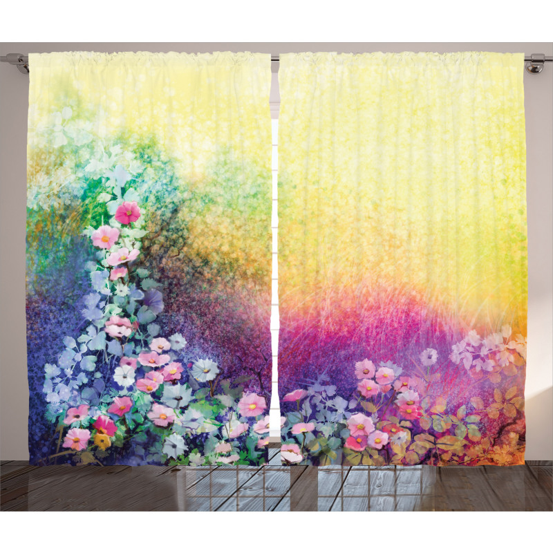Spring Flowers Ivy Art Curtain