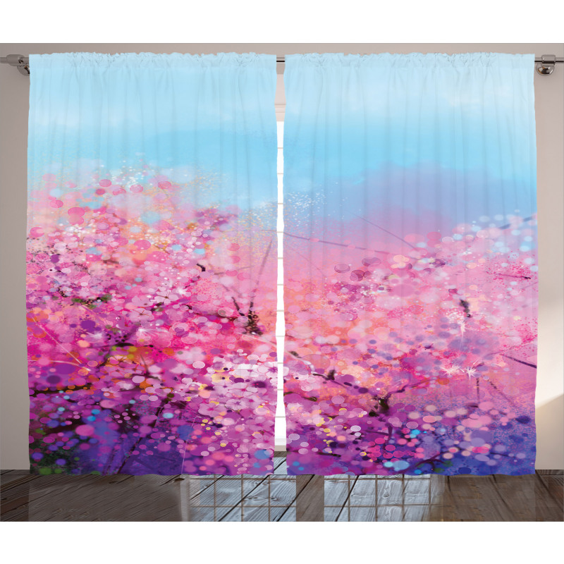 Cherry Spring Theme Curtain