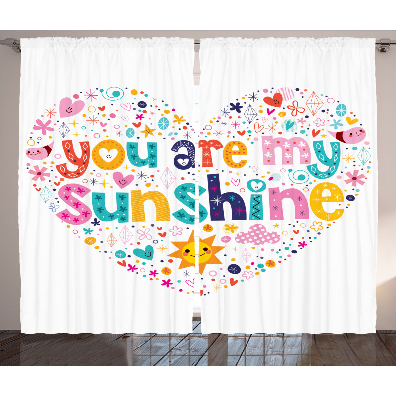 Words with Heart Shapes Curtain