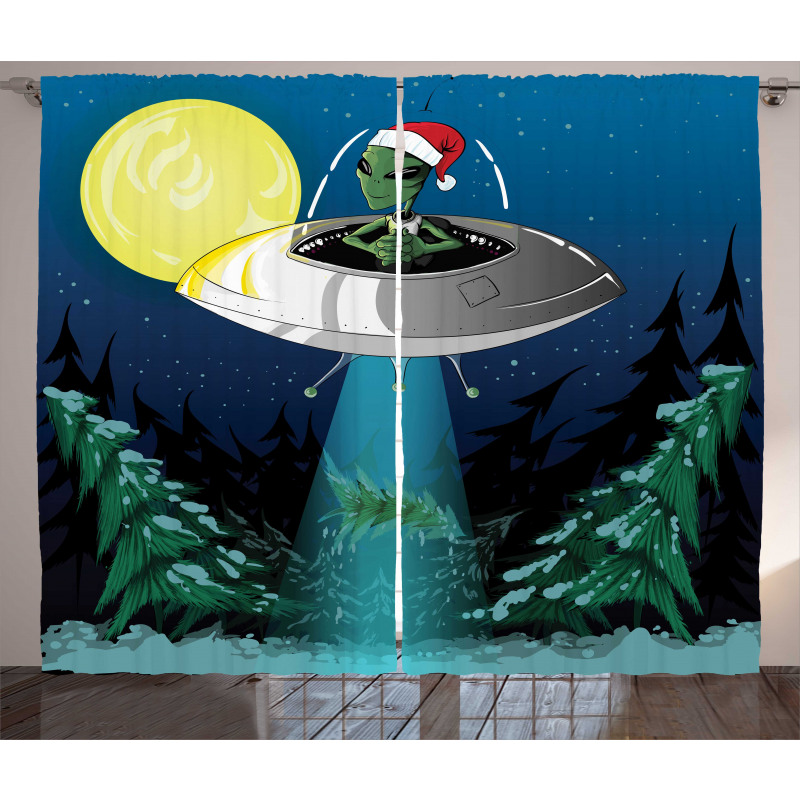 Alien Christmas Art Curtain