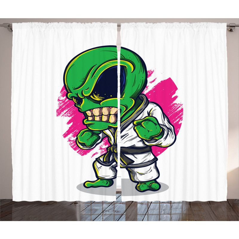 Angry Alien Karate Art Curtain