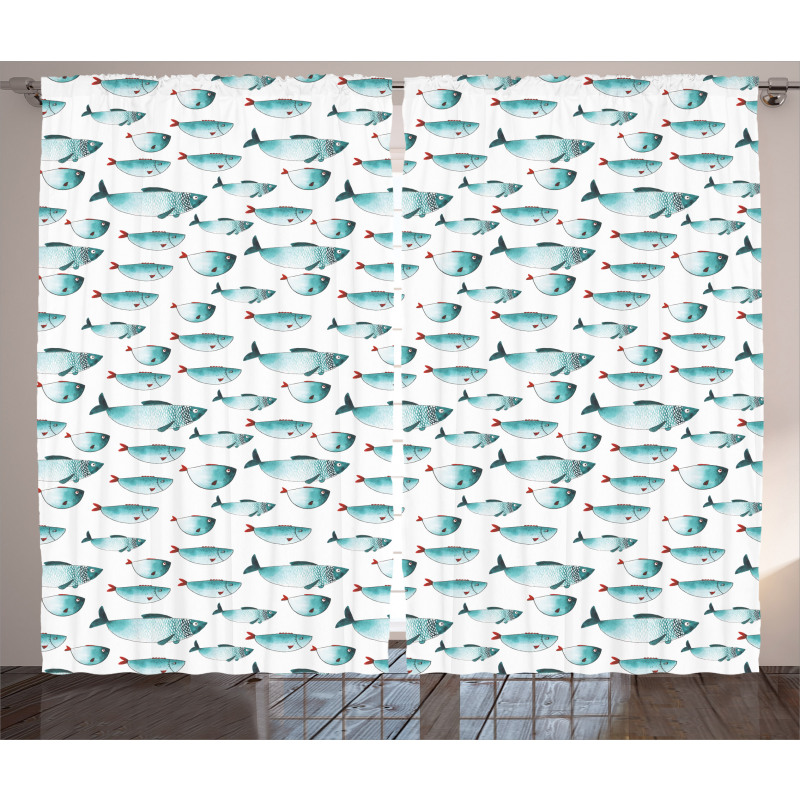 Watercolor Marine Animal Curtain