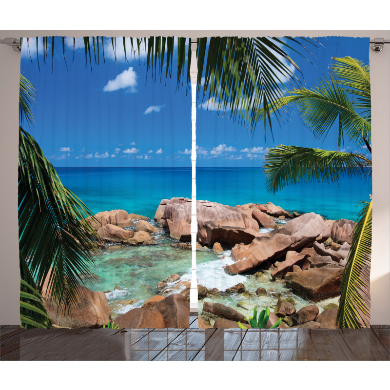 Palm Tree Coastline Curtain