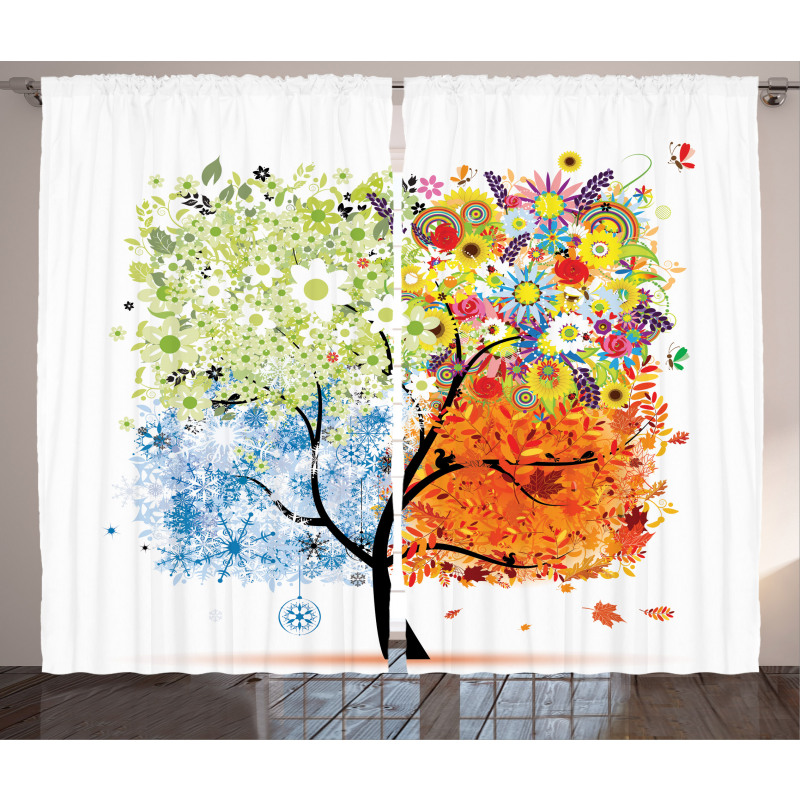 Flowers 4 Season Theme Curtain