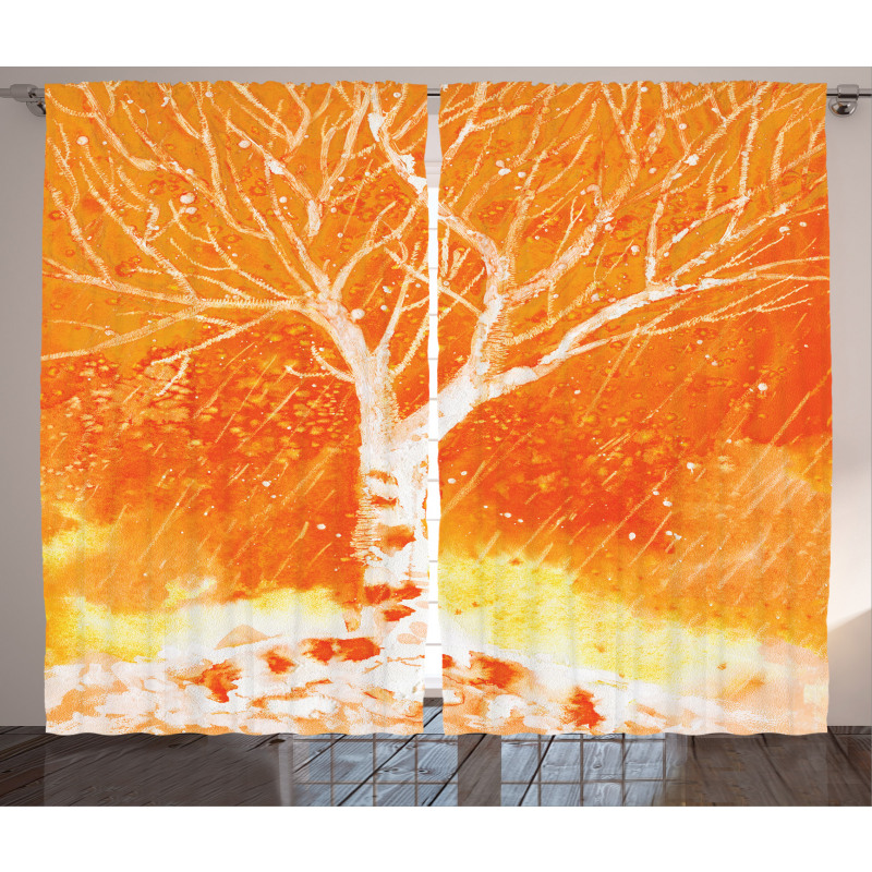 Leafless Tree Autumn Curtain