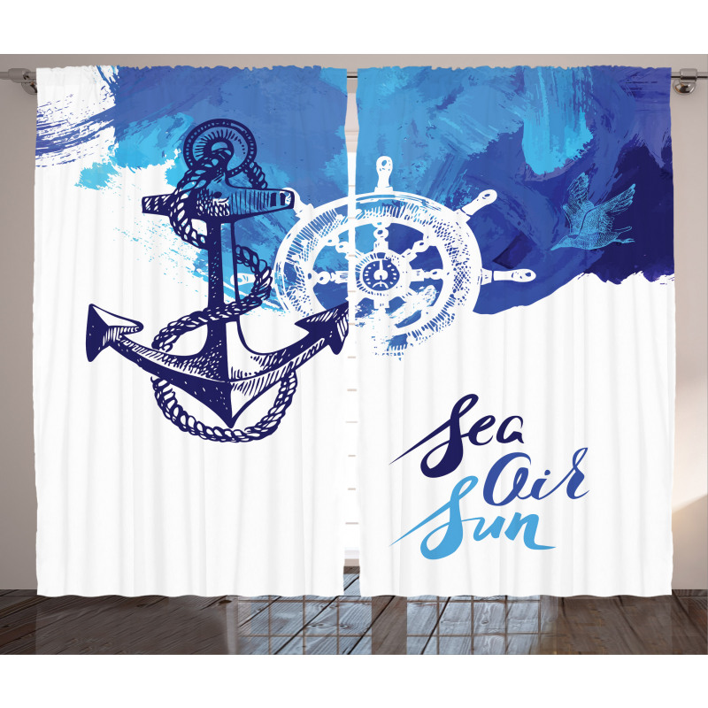 Nautical Wheel Ocean Curtain