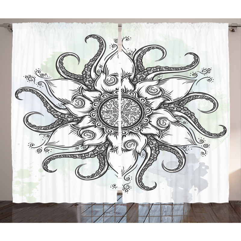 Drawn Mandala Flower Curtain