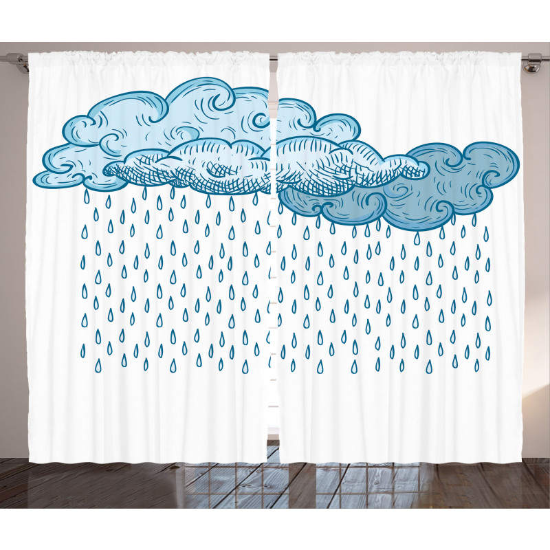 Rain Cloud Sketch Fall Curtain