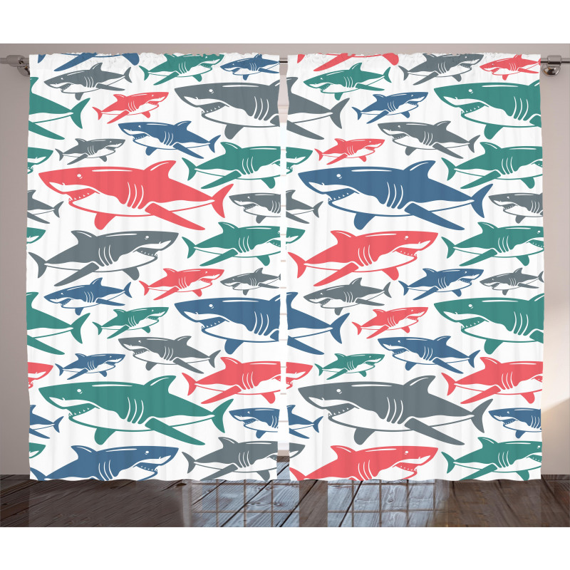 Colorful Shark Patterns Curtain