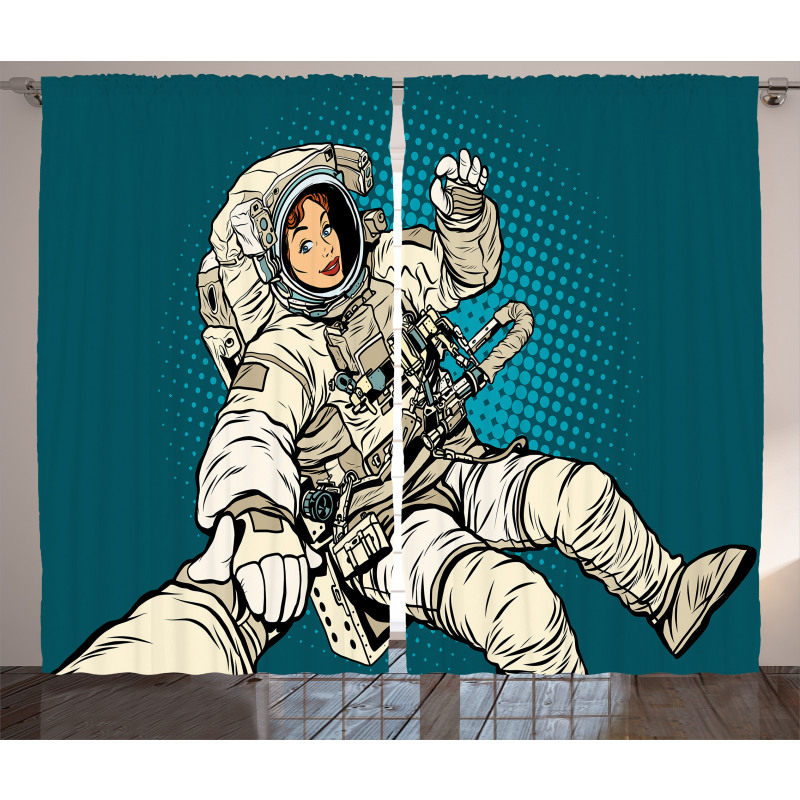 Astronaut Love in Space Curtain