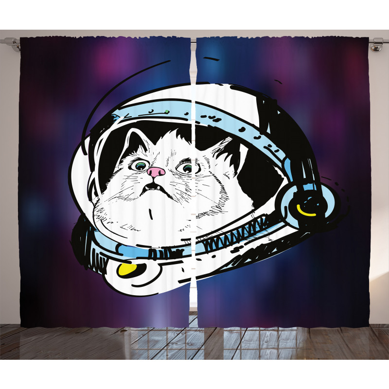 Kitten Astronaut Cosmic Curtain