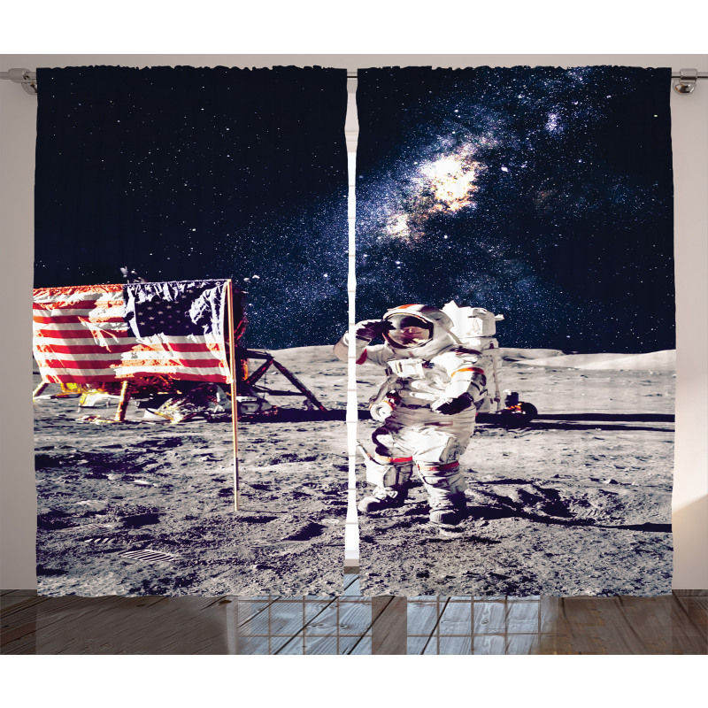 Moon Astronaut Space Curtain