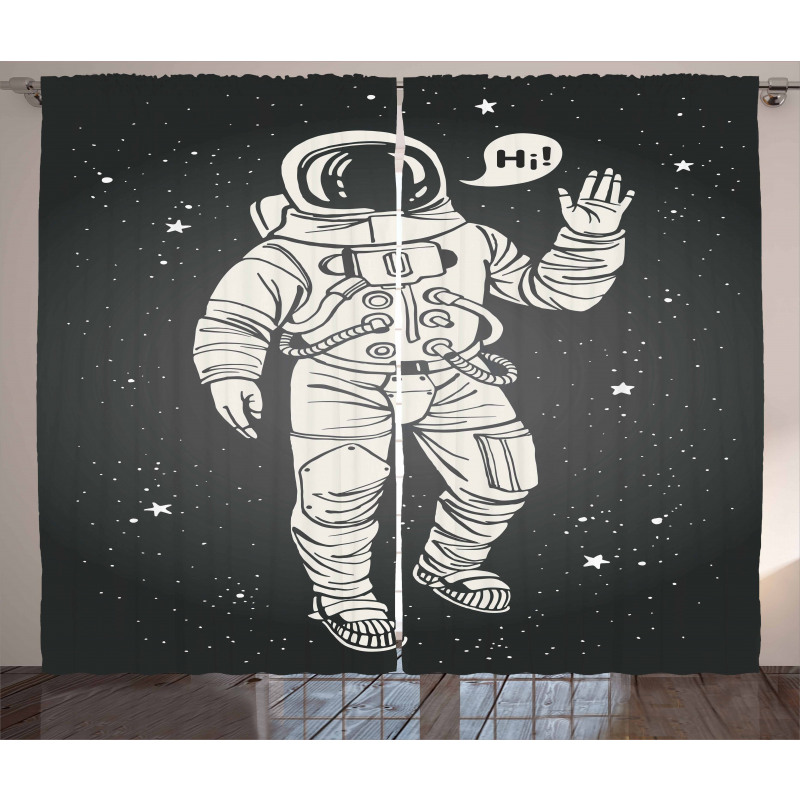 Cartoon Astronaut Space Curtain