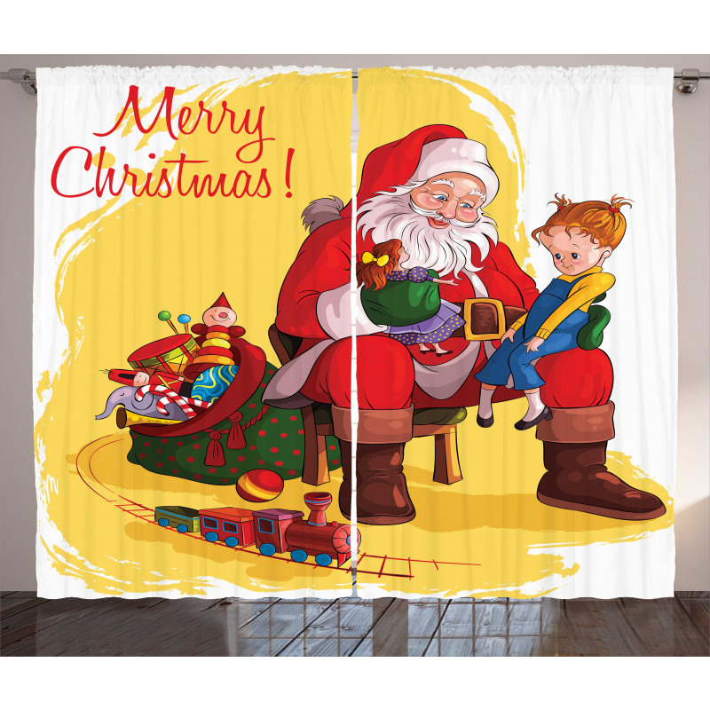 Kid and Santa Gifts Curtain