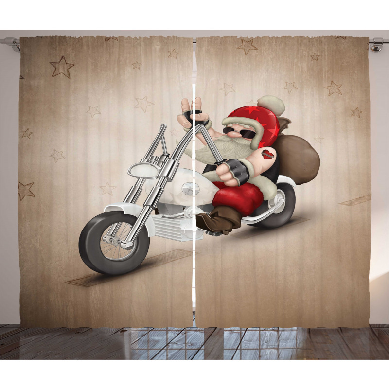 Cool Santa on Bike Curtain