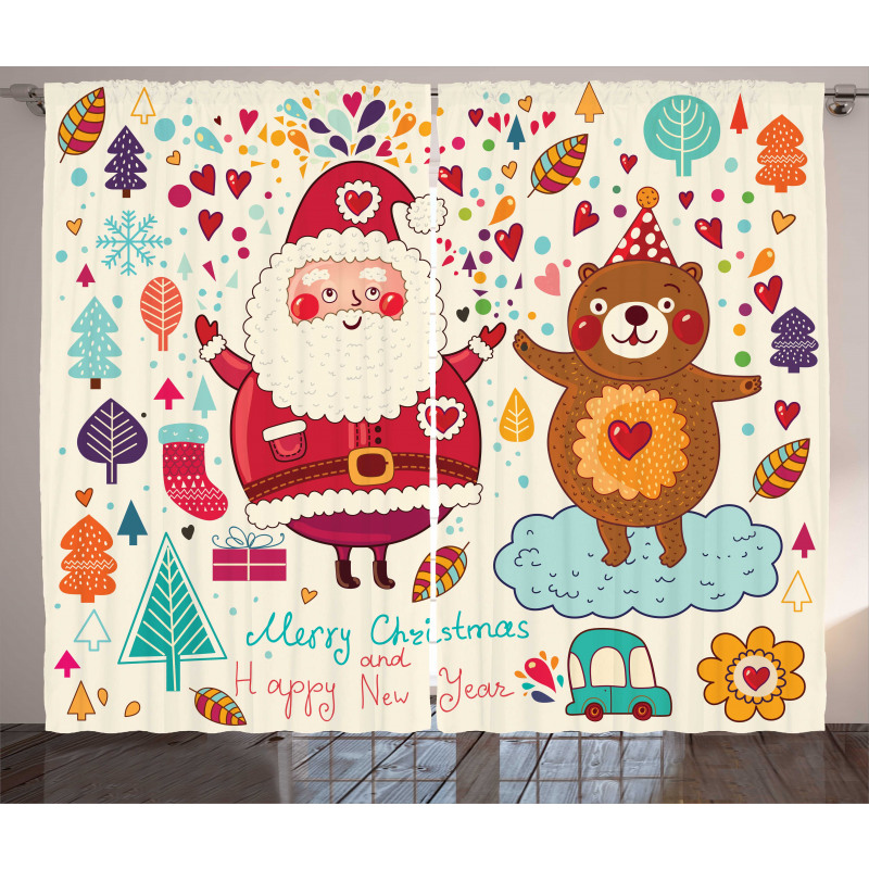 Santa and Teddy Bear Curtain