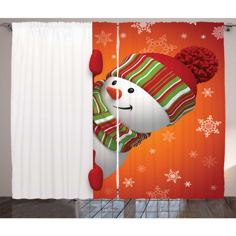 Funny Snowman Santa Curtain