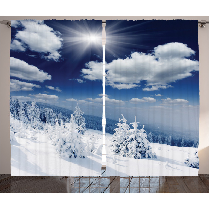 Snow Covered Trees Curtain