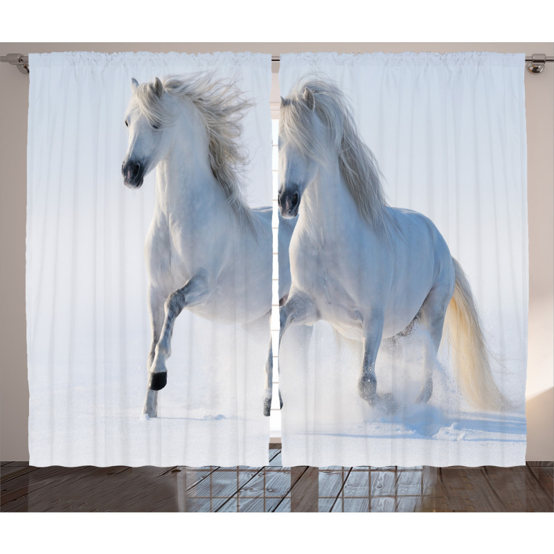 Wintertime Horse Animal Curtain