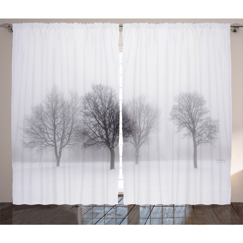 Misty Winter Scenery Curtain