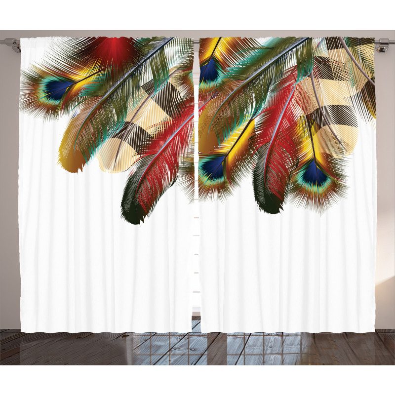 Vibrant Feathers Boho Curtain
