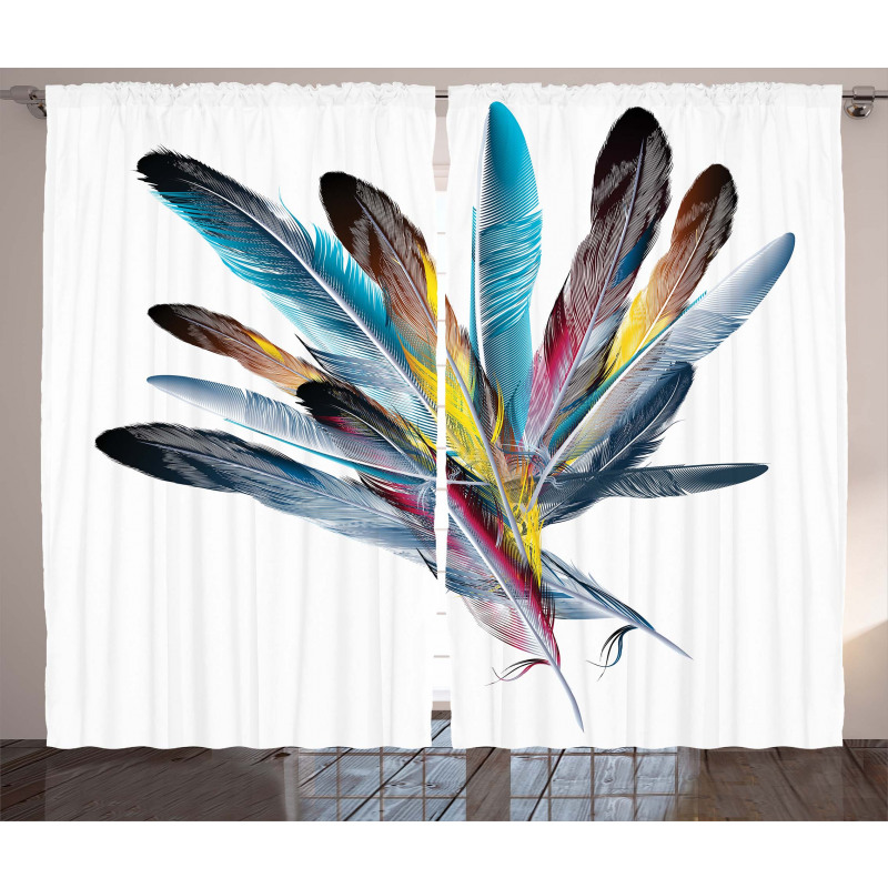 Colorful Feathers Old Pen Curtain