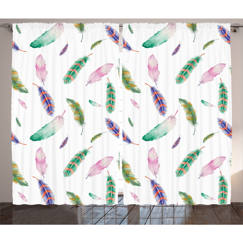 Pastel Colored Feathers Curtain