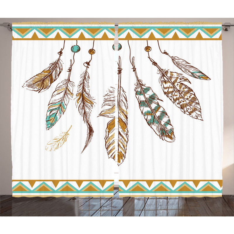 Boho Style Feather Old Curtain