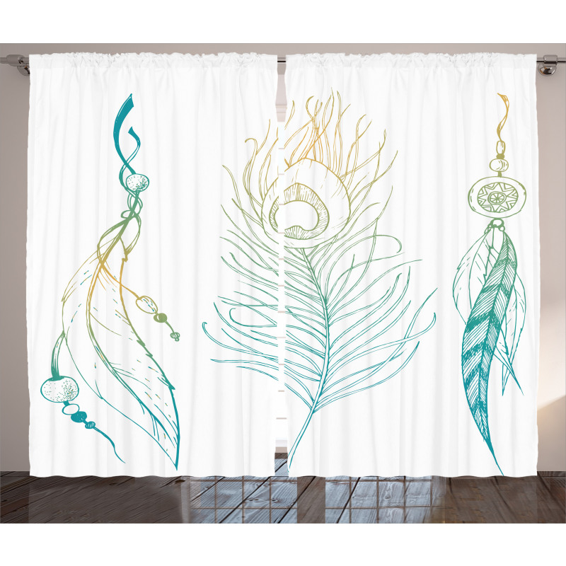 Feather Peacock Vintage Curtain