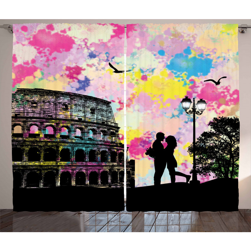 Couple  in Love at Colosseum Curtain