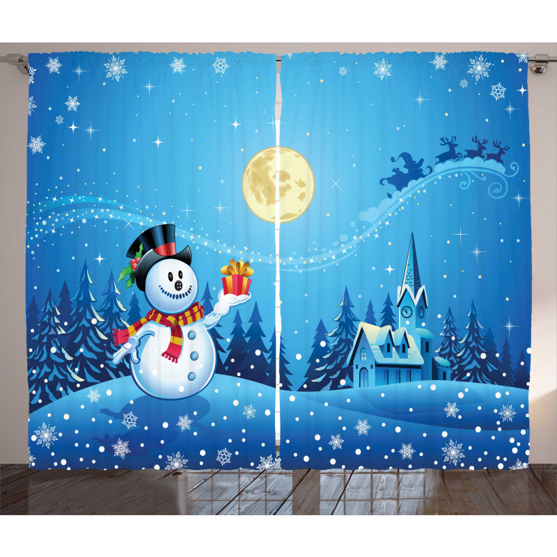 Snowman Sanra Gift Curtain