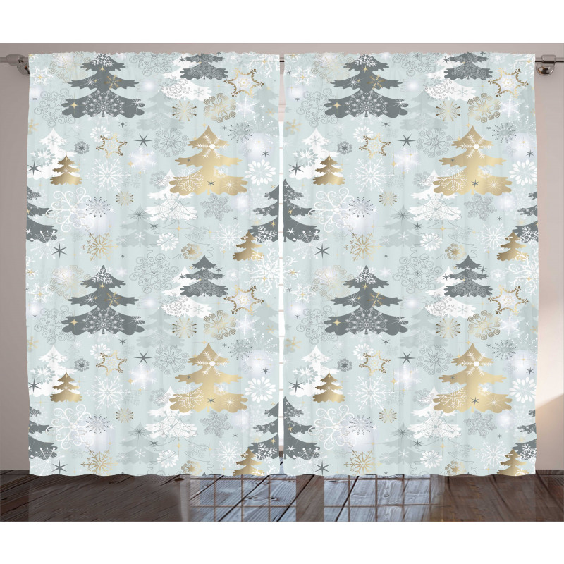 Retro Soft Pine Tree Curtain