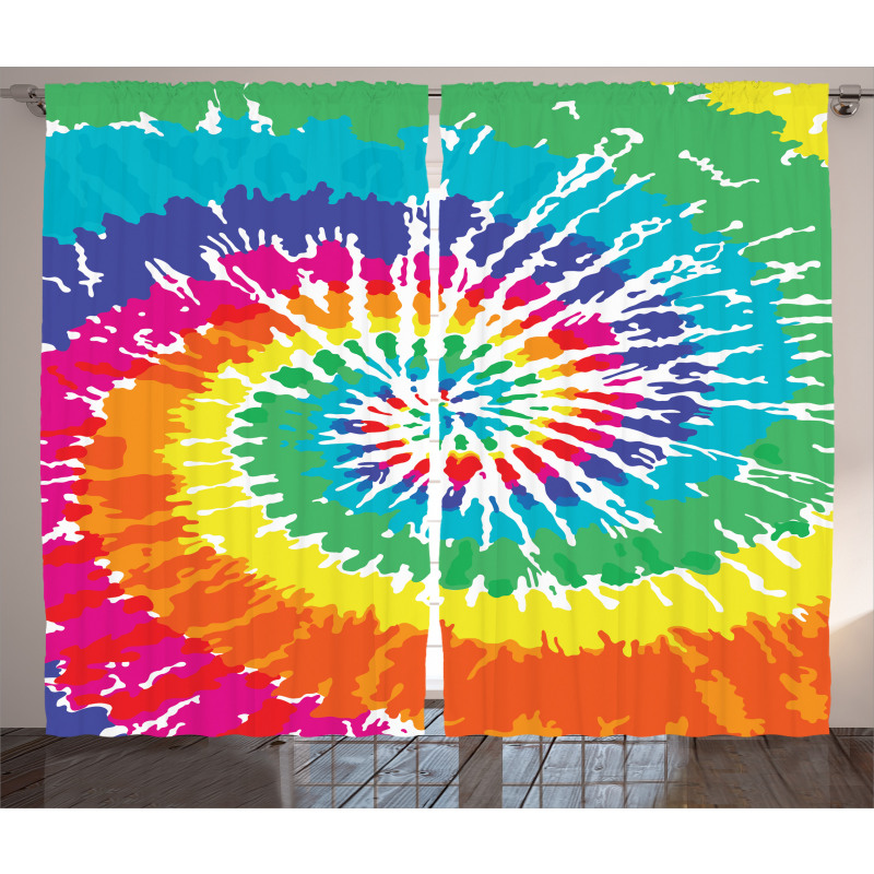 Rainbow Tie Dye Effect Curtain