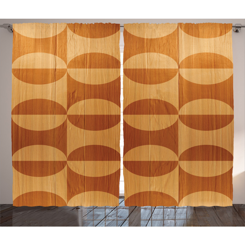 Abstract Oak Planks Curtain
