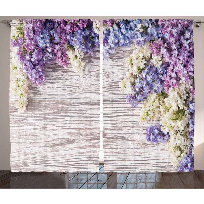 Lilac Flowers Bouquet Curtain