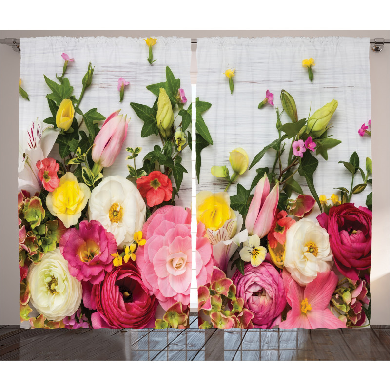 Rustic Home Rose Flowers Curtain