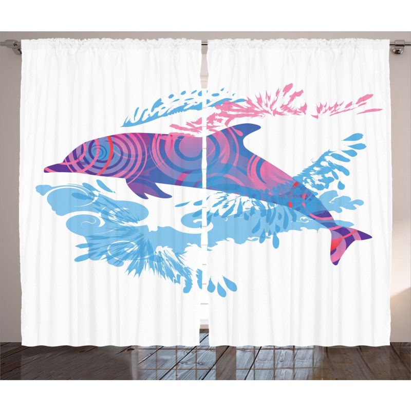 Cartoon Jumping Dolphin Curtain