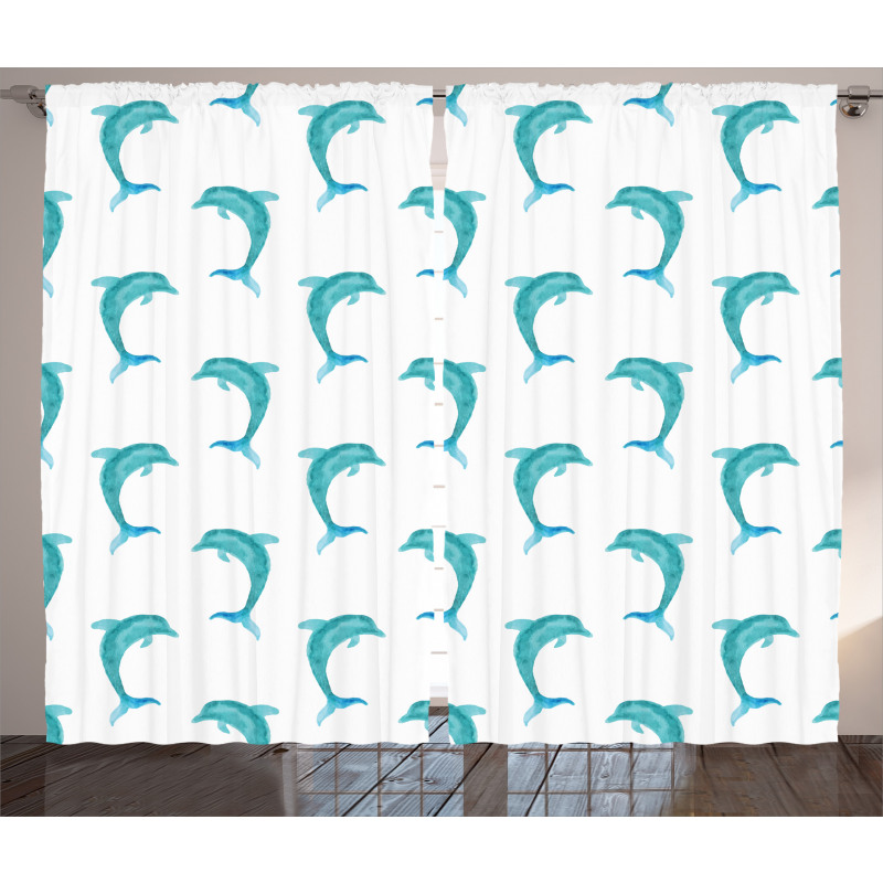 Jumping Dolphin Mammals Curtain