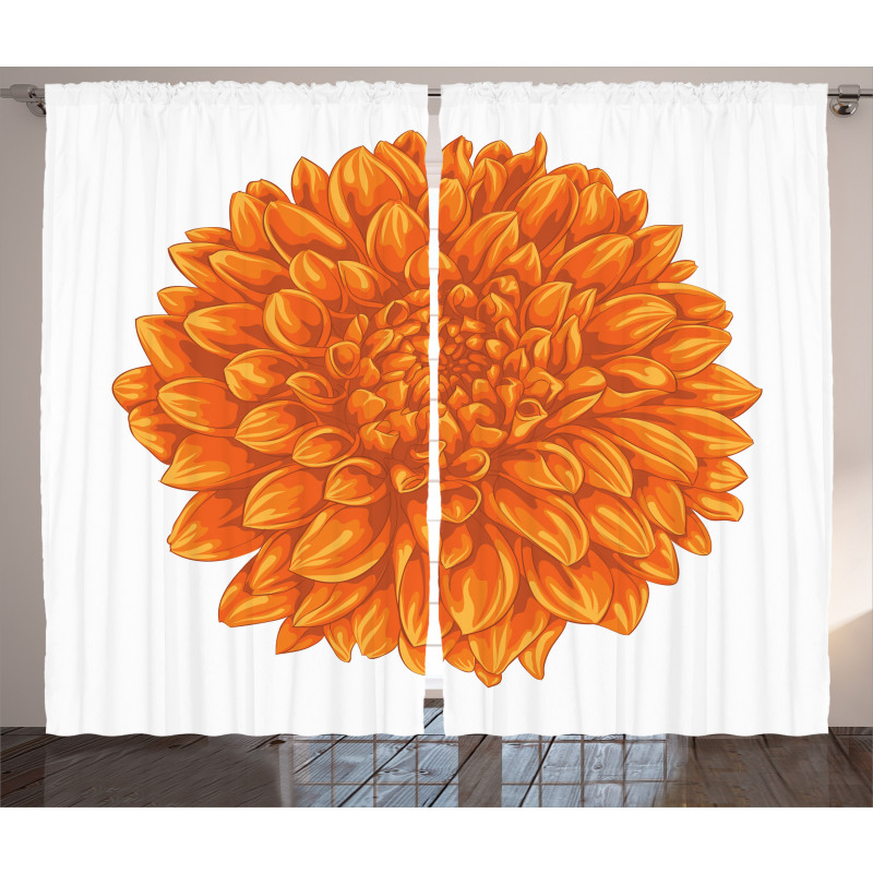 Dahlia Flower Floral Curtain