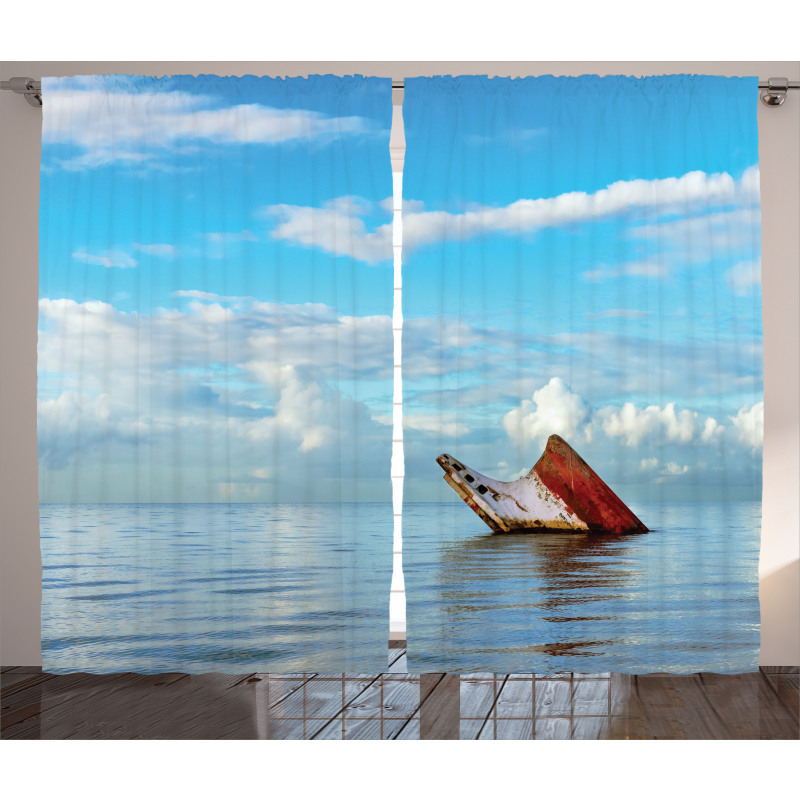 Ship Wreck Landscape Curtain