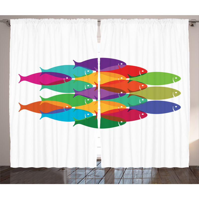 Colorful Shoal Artwork Curtain