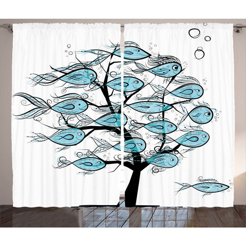 Sea Animals on Tree Theme Curtain