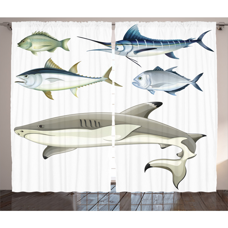 Collage of Aquatic Animal Curtain