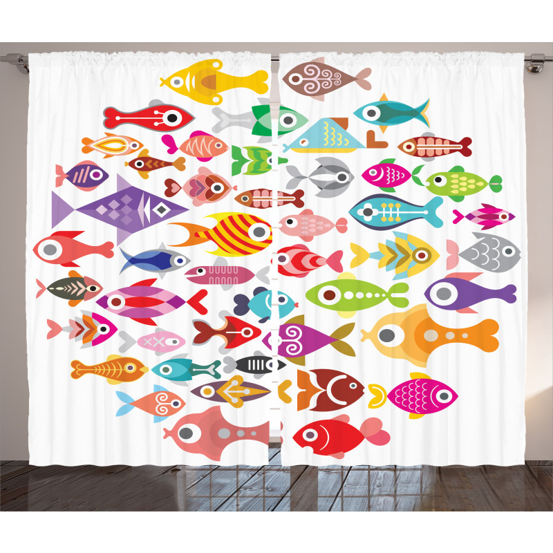 Colorful Aquarium Fishes Curtain