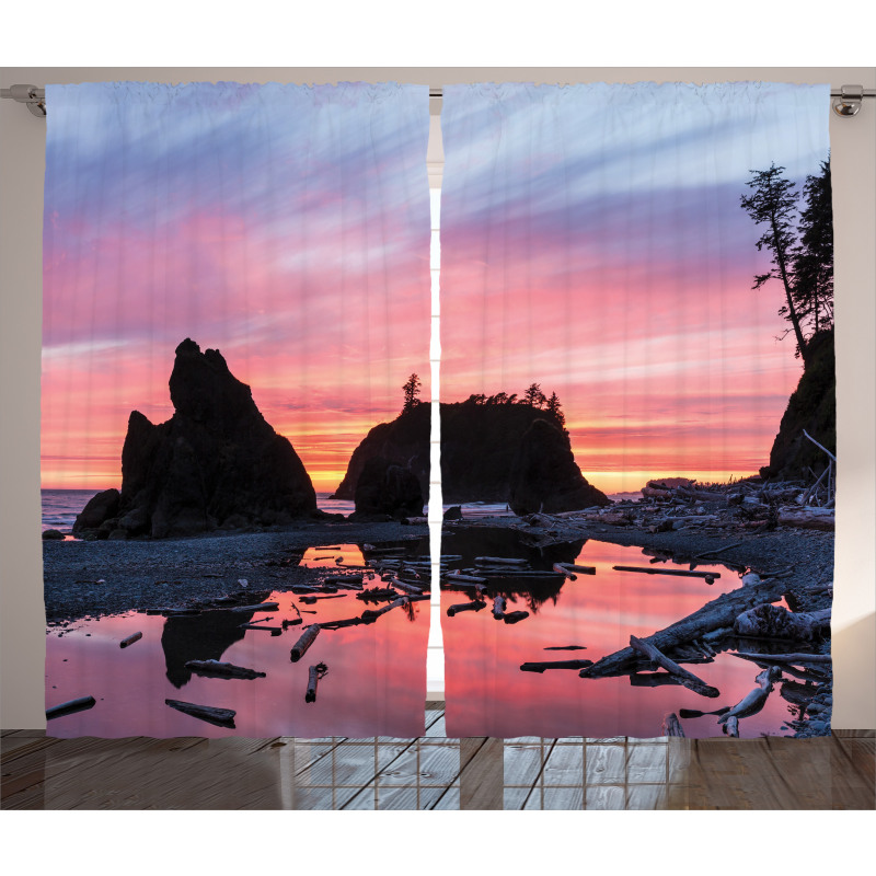 Mystic Beach Skyline Curtain