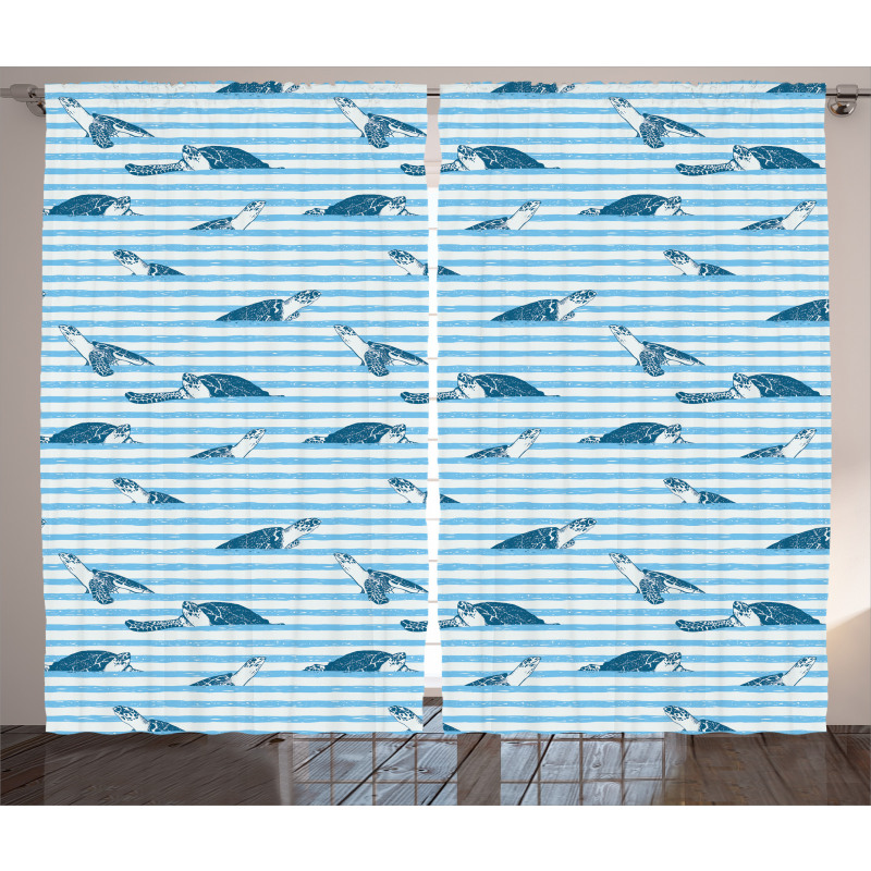 Turtle Blue Aquatic Curtain
