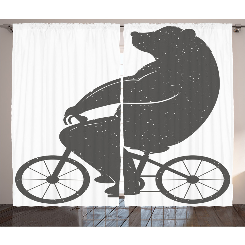 Bike Humor Hipster Bear Curtain