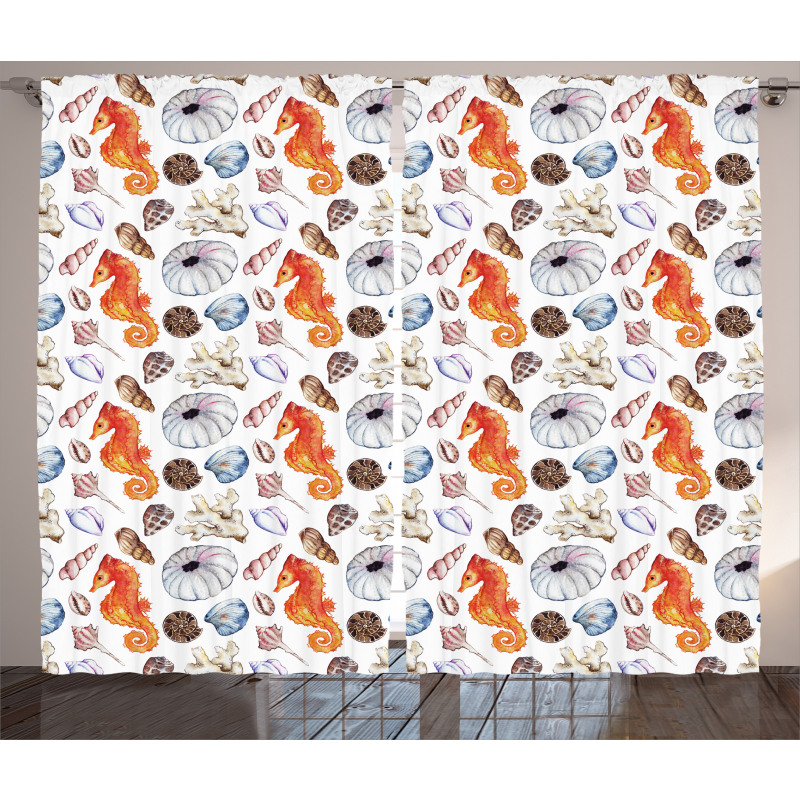 Shell Crabs Seahorse Curtain