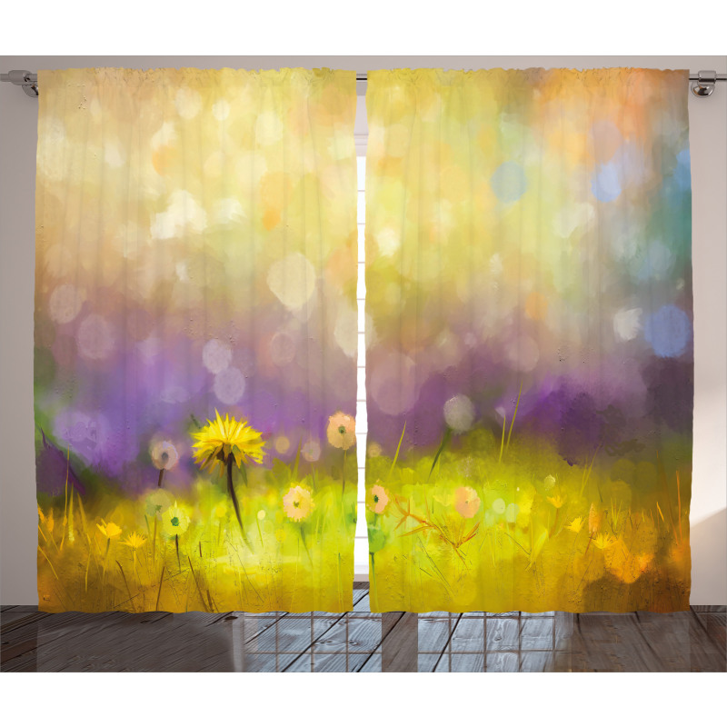 Yellow Dandelion Field Curtain