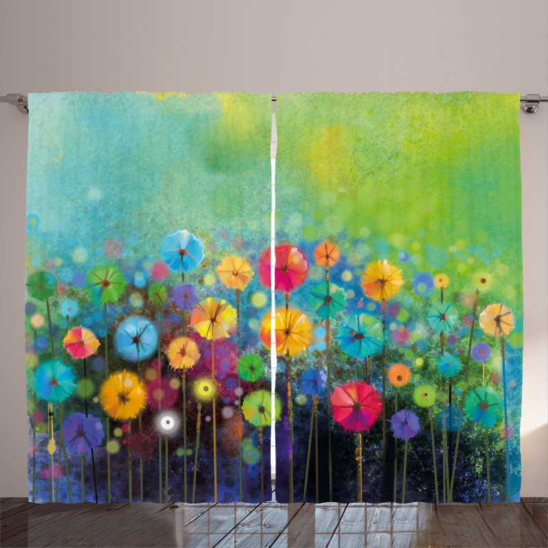 Colorful Dandelions Curtain